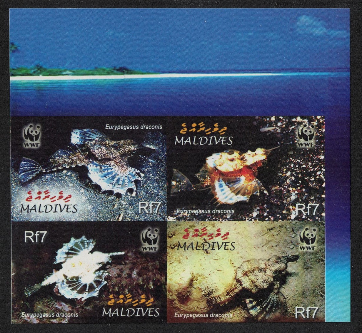 Maldives WWF Dragonfish 4v NE Block of 4 IMPERF 2004 MNH SG#3966-3969 MI#4407-4410 Sc#2839 a-d