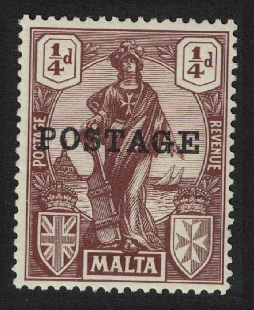 Malta &#39;POSTAGE&#39; overprint ¼d. - brown 1926 MNH SG#143