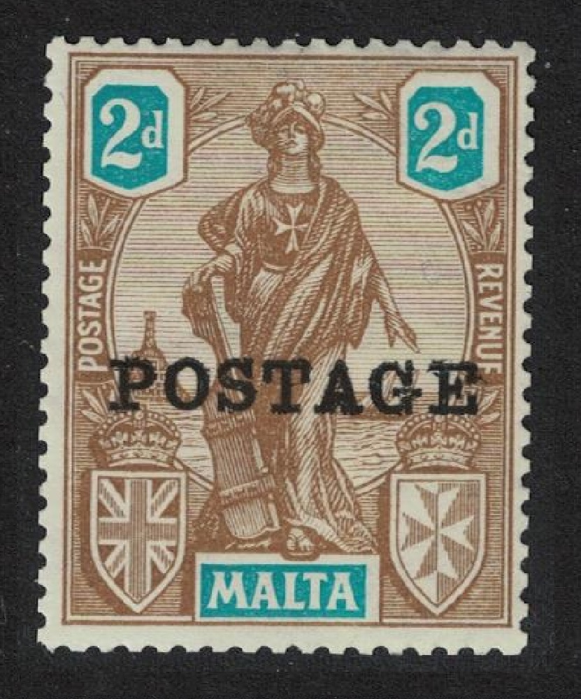 Malta &#39;POSTAGE&#39; overprint 2d brown and blue 1926 MNH SG#147