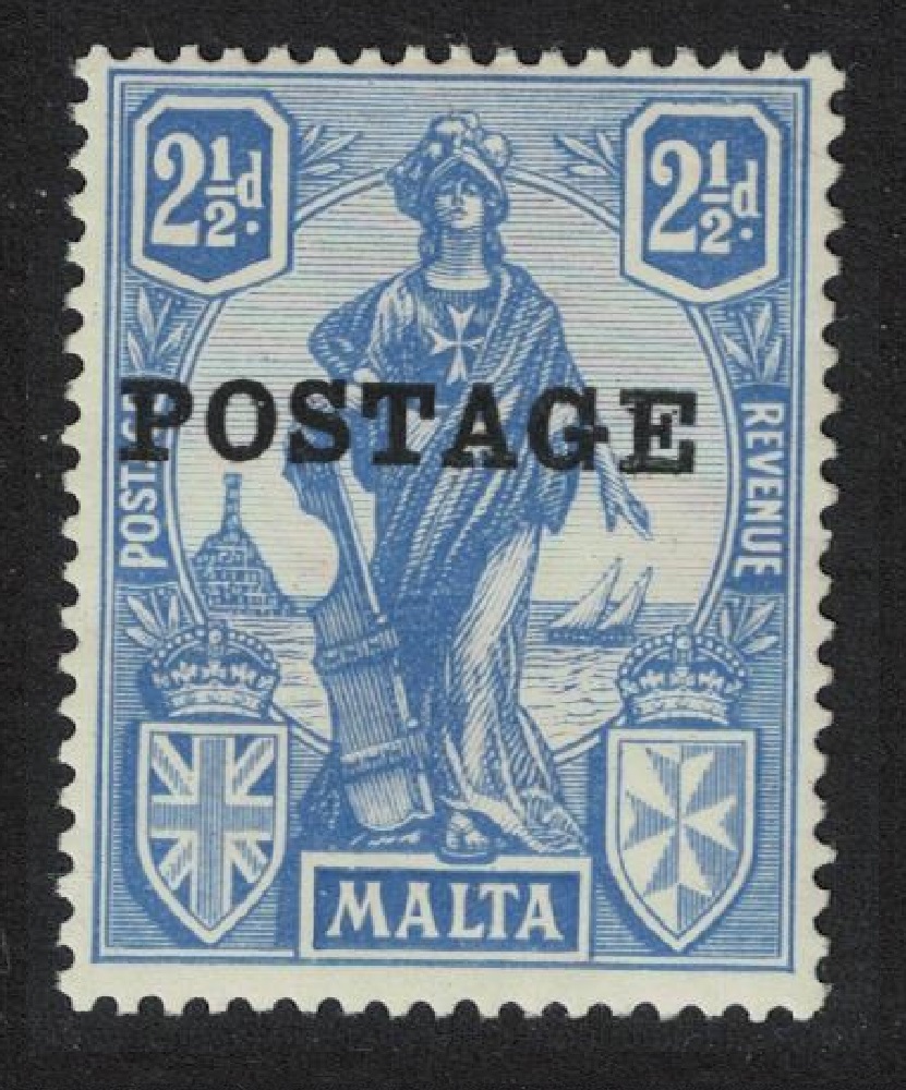 Malta &#39;POSTAGE&#39; overprint 2½d. - blue 1926 MNH SG#148