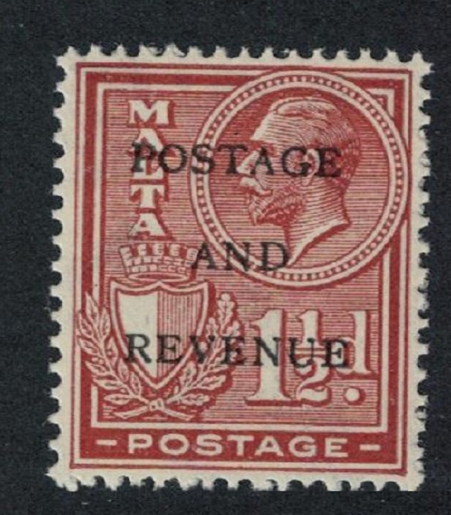 Malta George V 1½d Ovpt &#39;Postage and Revenue&#39; 1928 MNH SG#178