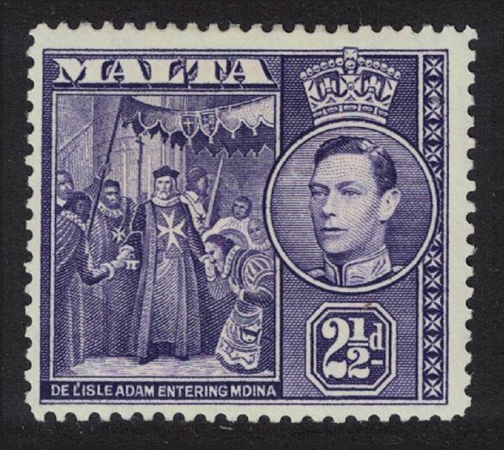 Malta de l&#39;Isle Adam entering Mdina 2½d violet 1938 MH SG#222a