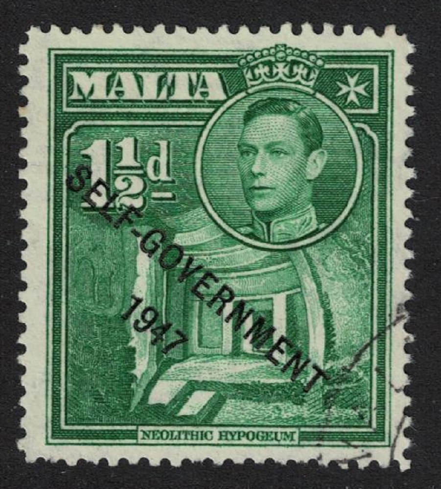 Malta Hypogeum Hal Saflieni 1½d &#39;SELF-GOVERNMENT&#39; 1948 Canc SG#237b