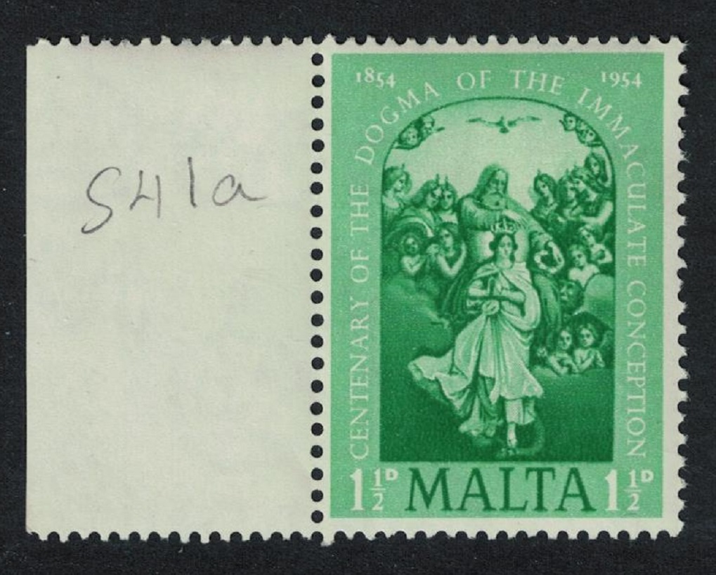 Malta Dogma of the Immaculate Conception VARIETY Flaw 1954 MNH SG#263