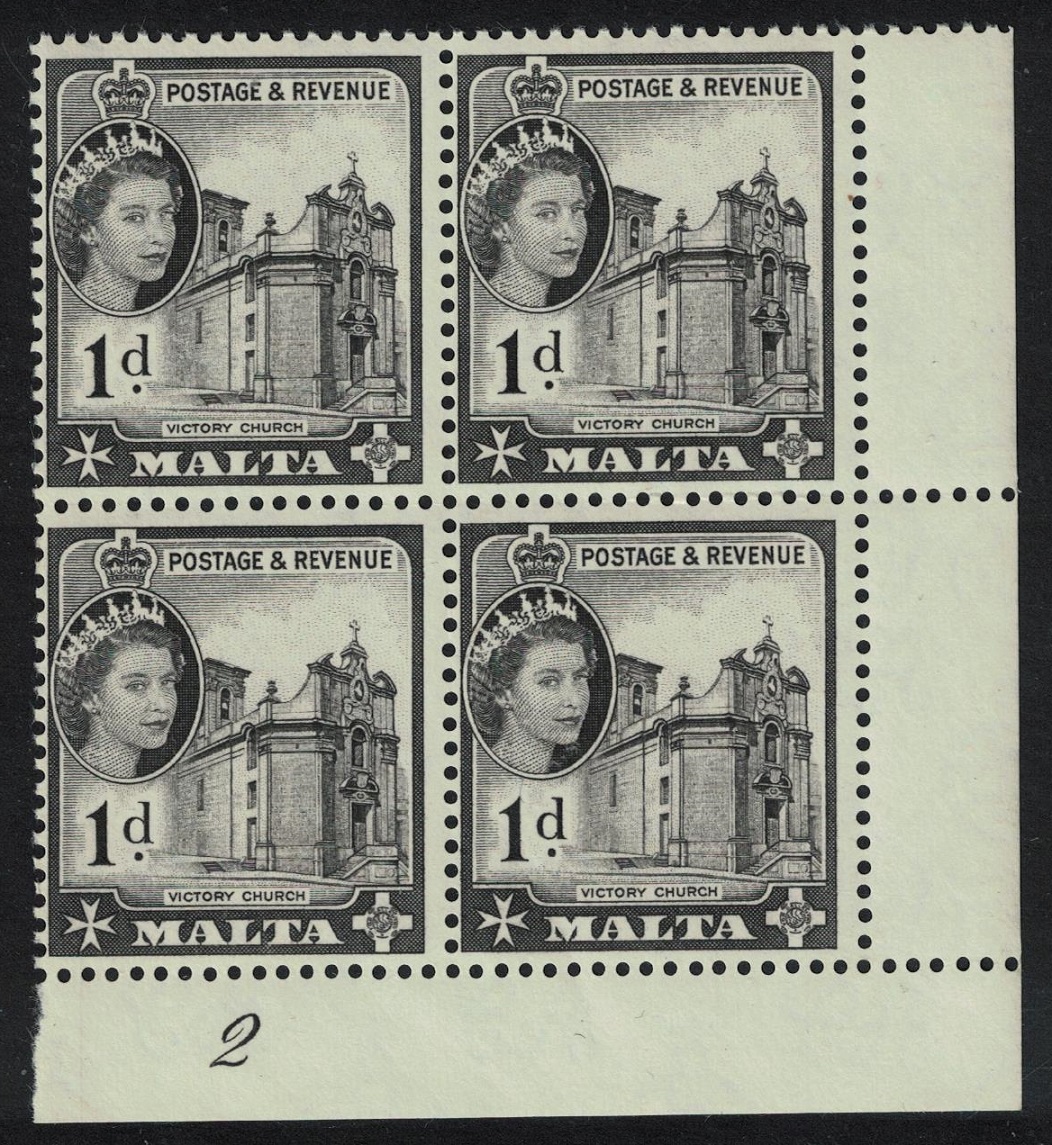 Malta Victory Church 1d Corner Block of 4 1956 MNH SG#268