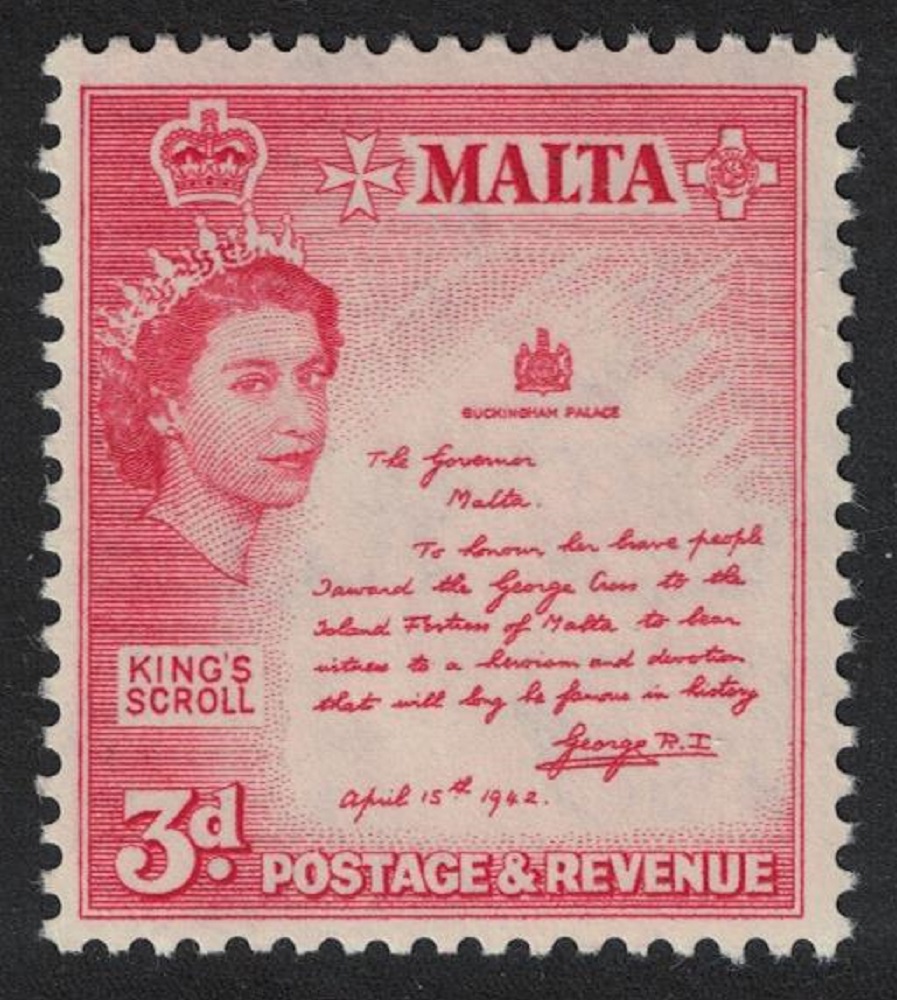 Malta The King&#39;s Scroll 3d 1956 MH SG#272