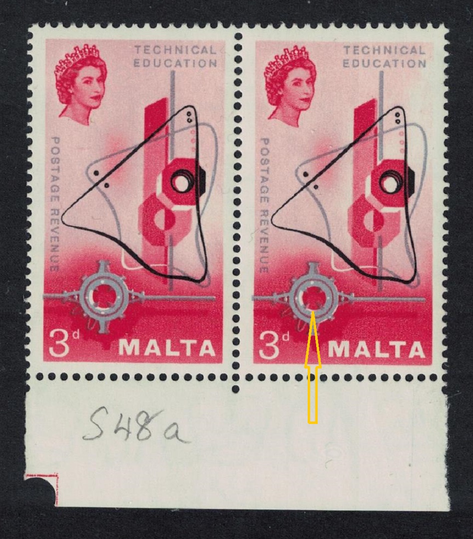 Malta Technical Education 3d VARIETY 1958 MNH SG#287var