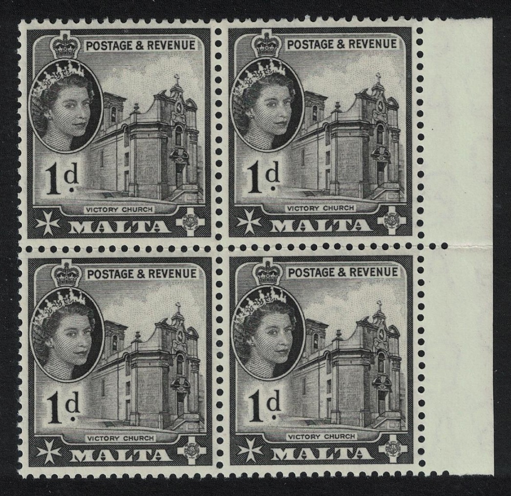 Malta Victory Church 1d Block of 4 1956 MNH SG#314