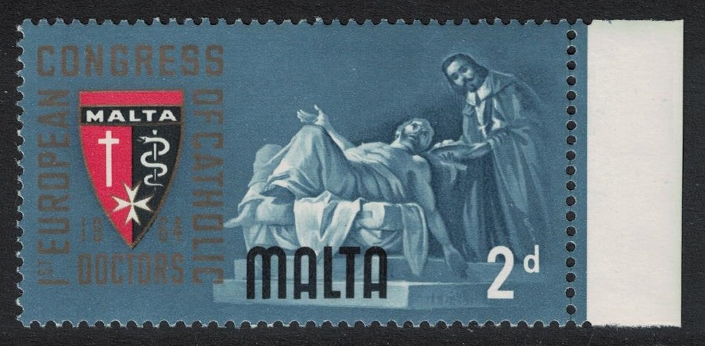 Malta &#39;Nicola Cotoner tending Sick Man&#39; painting by M. Preti 2d 1964 MNH SG#318