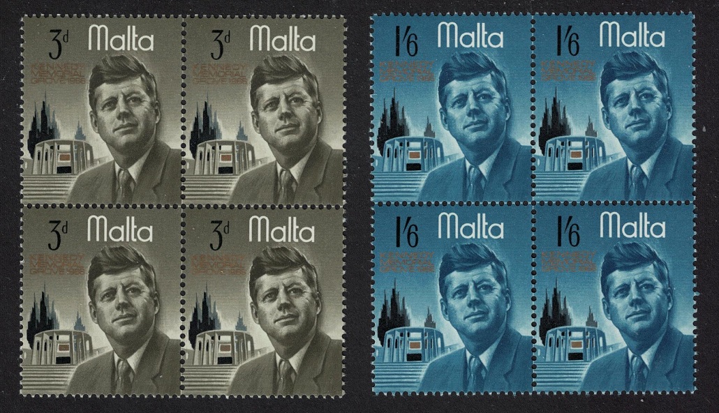 Malta President Kennedy Commemoration 2v Blocks of 4 1966 MNH SG#371-372