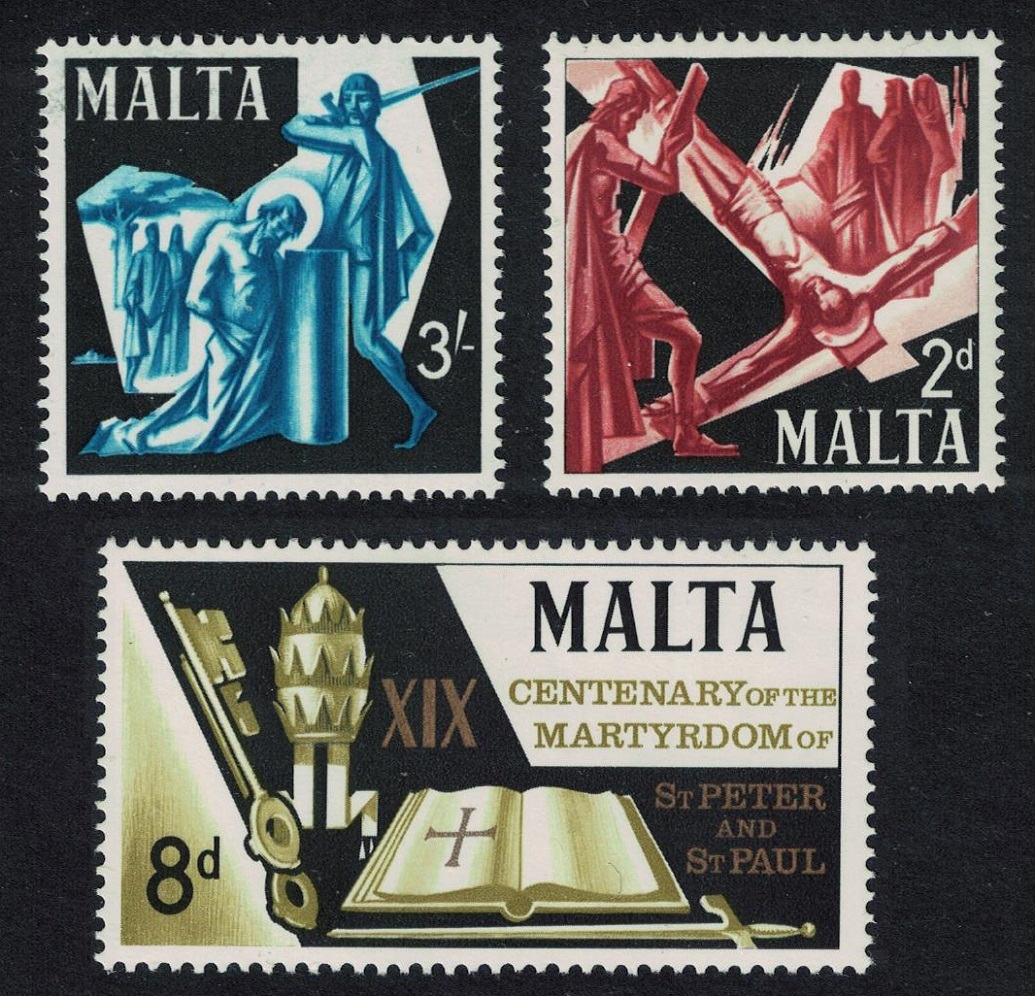 Malta Martyrdom of St Peter and St Paul 3v 1967 MNH SG#382-384 Sc#364-366