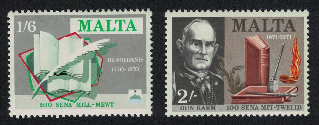 Malta Literary Anniversaries 2v 1971 MNH SG#447-448 Sc#423-424