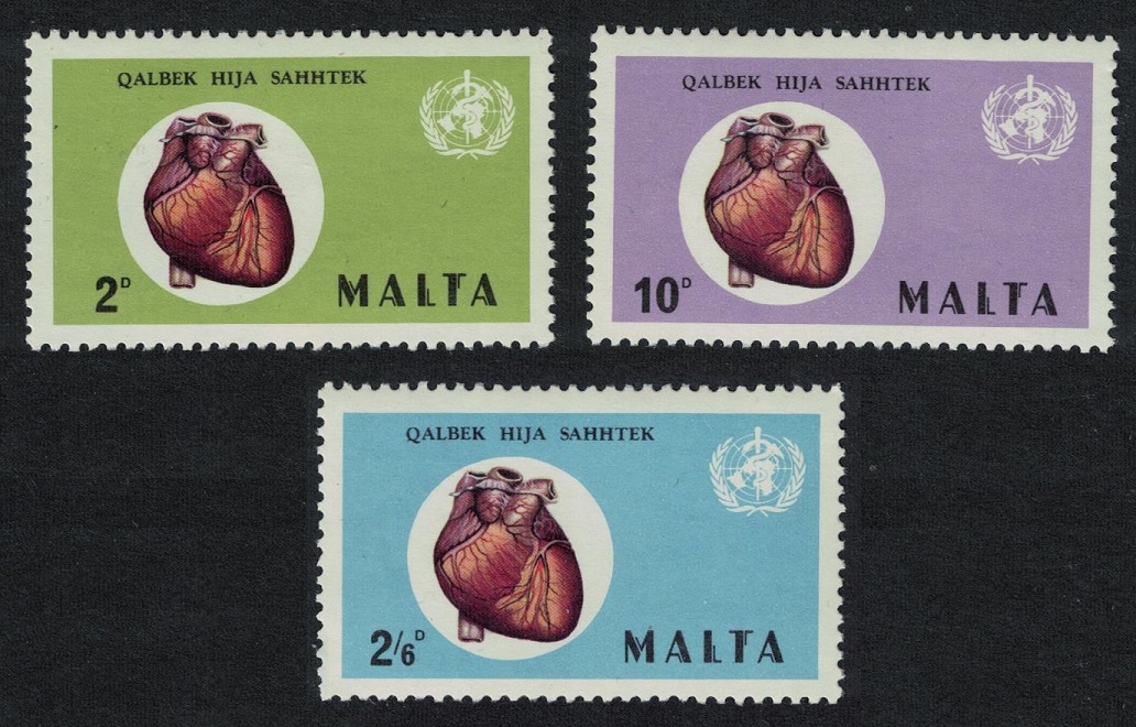 Malta Heart World Health Day 3v 1972 MNH SG#464-466