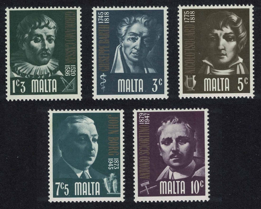 Malta Prominent Maltese 5v 1974 MNH SG#511-515 Sc#475-479