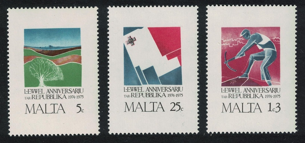 Malta First Anniversary of Republic 3v 1975 MNH SG#552-554