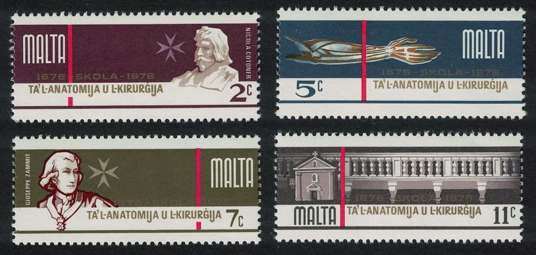 Malta School of Anatomy and Surgery 4v 1976 MNH SG#564-567