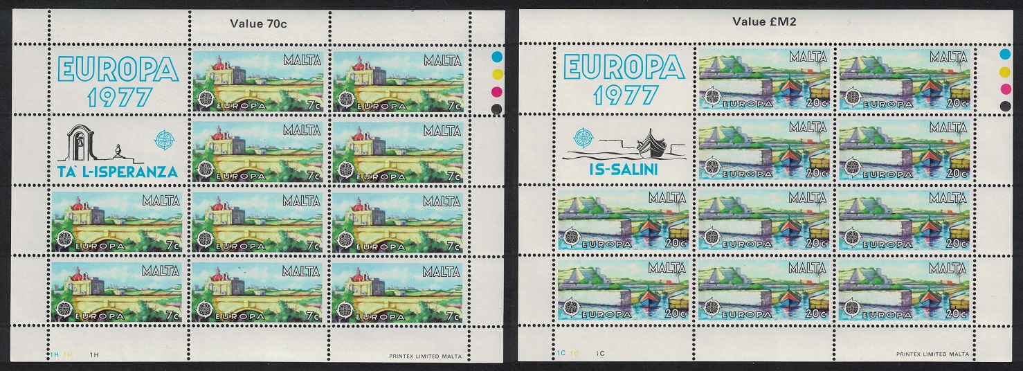 Malta Landscapes Europa 2v Sheetlets 1977 MNH SG#584-585