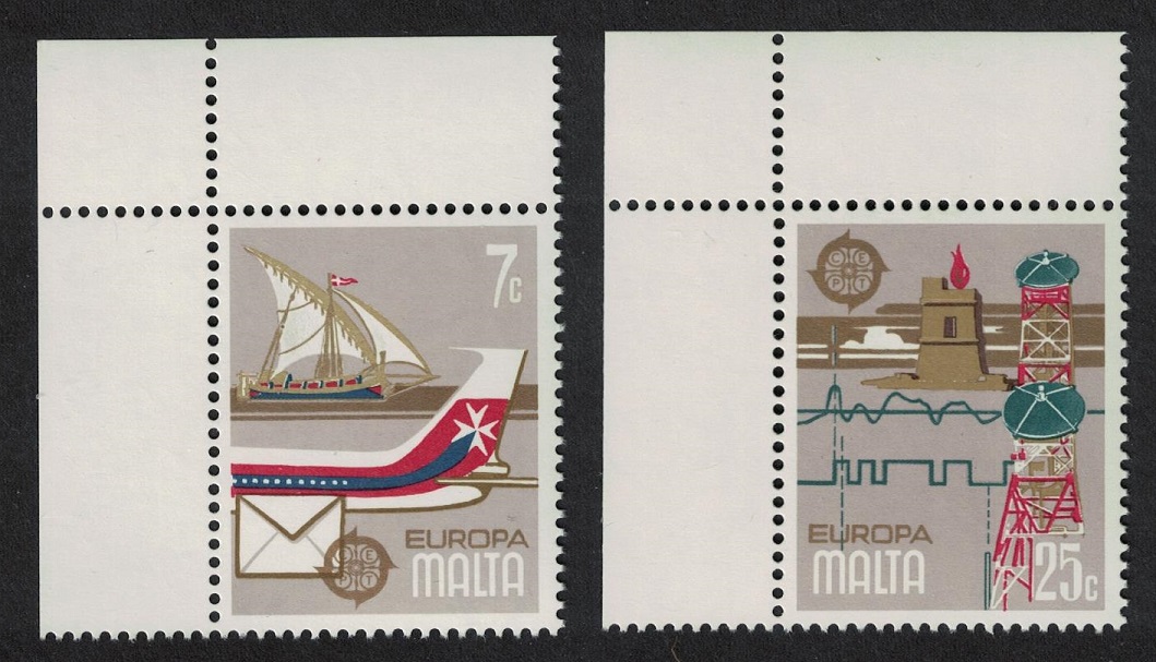 Malta Ship Aircraft Europa Communications 2v Corners 1979 MNH SG#625-626