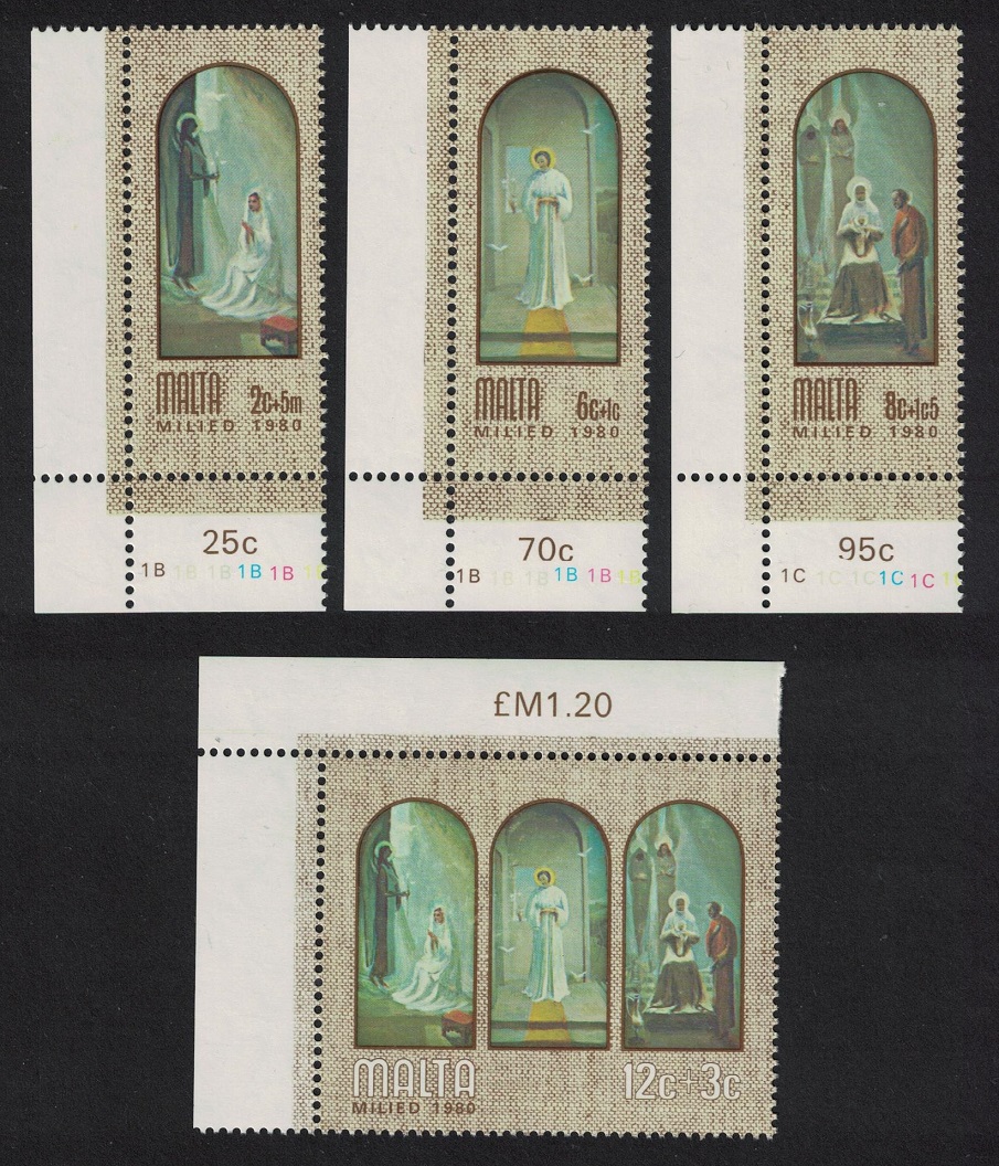 Malta Christmas Paintings by A Inglott 4v Corners 1980 MNH SG#648-651