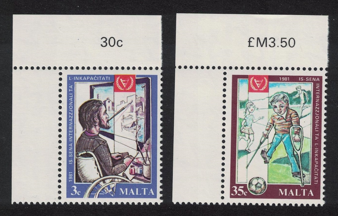 Malta Football Year for Disabled Persons 2v Corners 1981 MNH SG#663-664