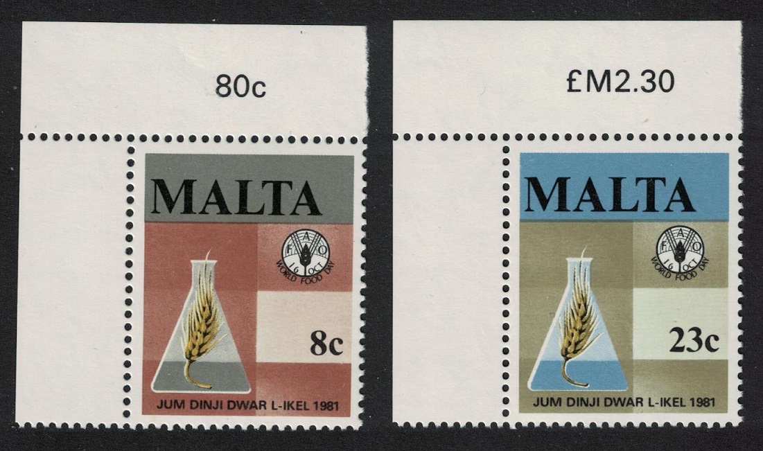 Malta World Food Day 2v Corners 1981 MNH SG#665-666