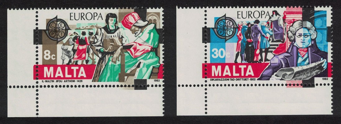 Malta Europa Historical Events 2v Corners 1982 MNH SG#692-693