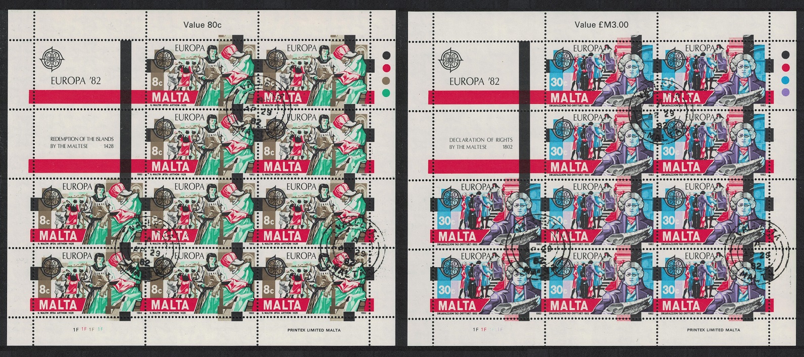 Malta Europa Historical Events 2v Sheetlets 1982 CTO SG#692-693