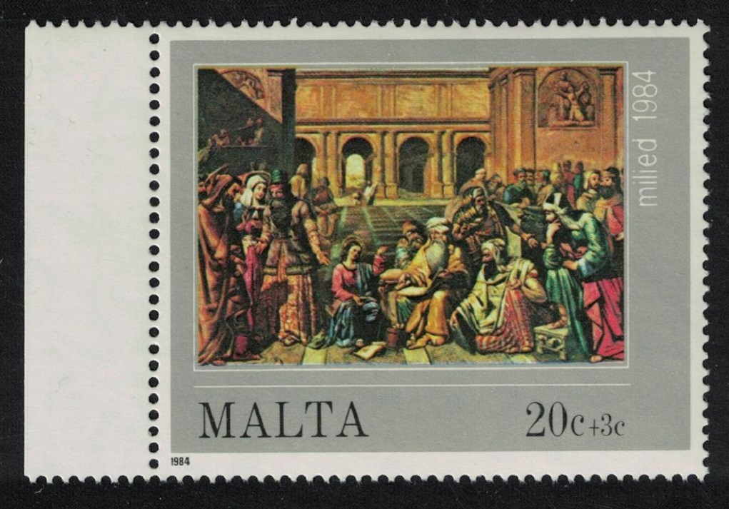 Malta &#39;Jesus among the Doctors&#39; Painting by Rafel Caruana KEY VALUE 1984 MNH SG#747 Sc#B53