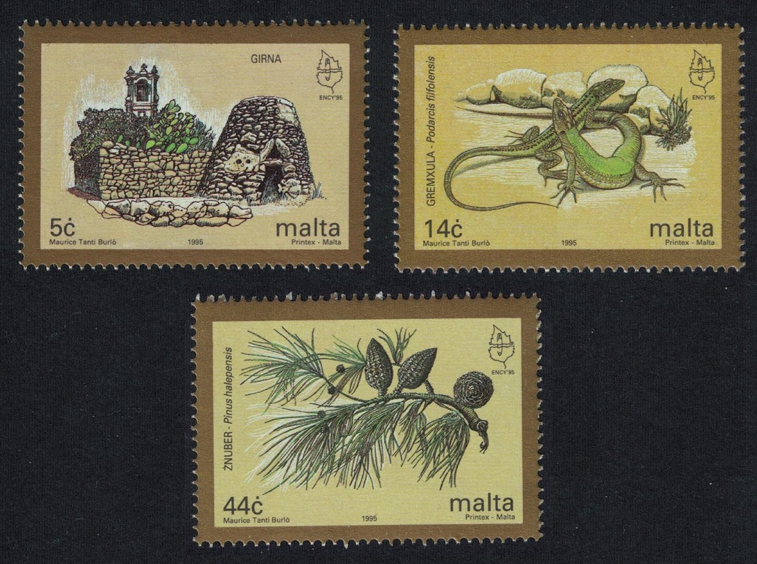 Malta Lizard Pine Trees Nature Conservation 3v 1995 MNH SG#997-999