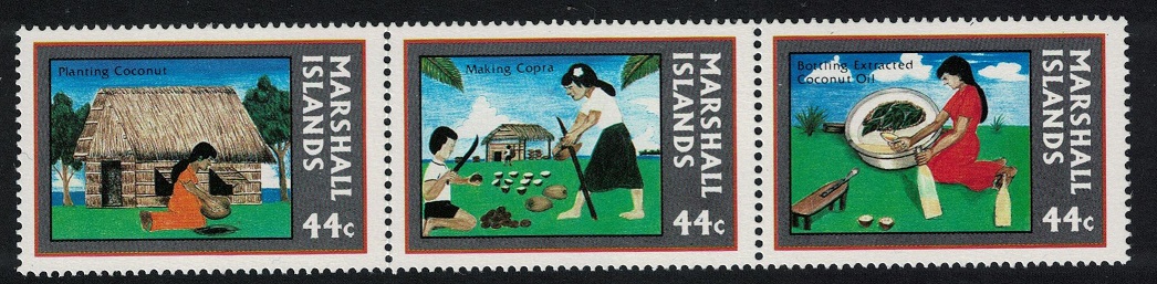 Marshall Islands Copra Industry 3v Strip 1987 MNH SG#136-138