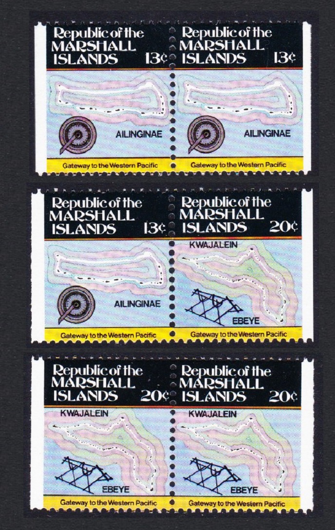 Marshall Islands Map and Navigations 3 Booklet pairs 1984 MNH SG#9=11 Sc#39a+41a+41b