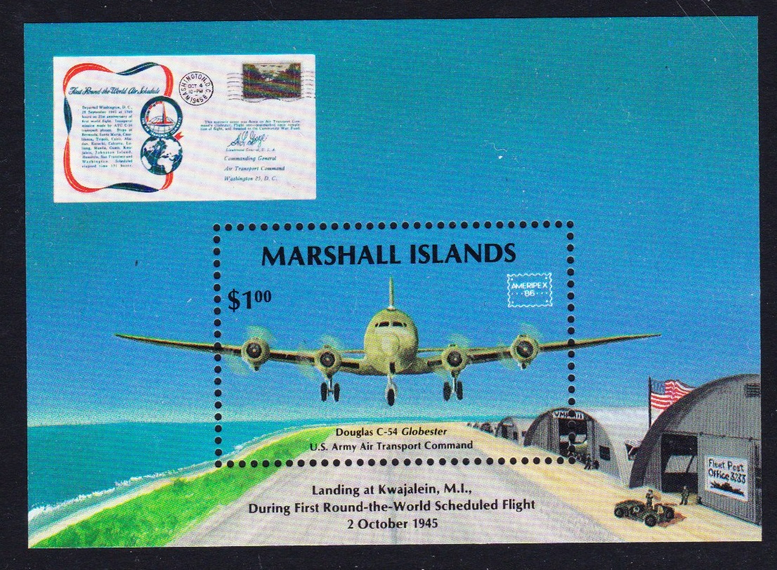 Marshall Islands Douglas C-54 Globester MS 1986 MNH SG#MS79 Sc#114