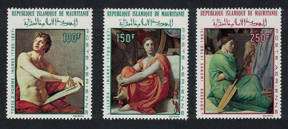 Mauritania Paintings by Ingres 3v 1968 MNH SG#306-308 MI#344-346 Sc#C67=C70