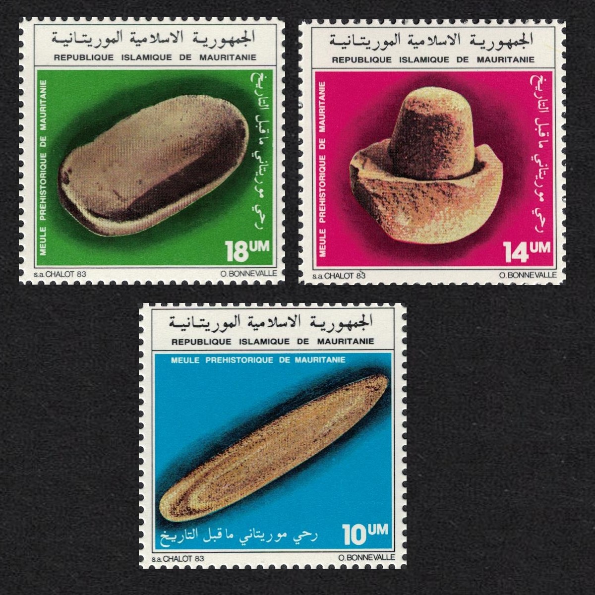 Mauritania Prehistoric Grindstones Archaeology 3v 1983 MNH SG#773-775 MI#798-800 Sc#545-547