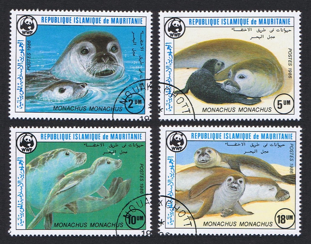 Mauritania WWF Mediterranean Monk Seal 4v 1986 CTO SG#846-849 MI#871-874 Sc#597-600