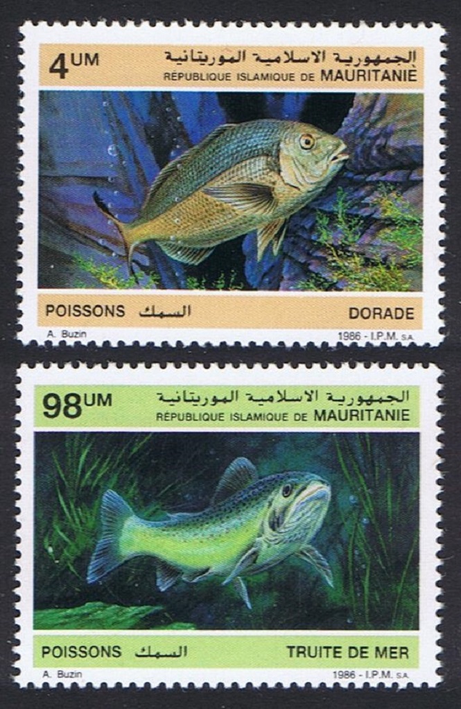 Mauritania Bream Trout Fish 2v 1986 MNH SG#874+877 MI#899-900 Sc#614-615