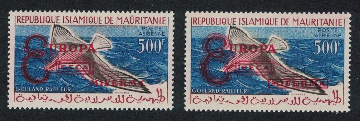 Mauritania Gull Bird Europa Overprint MIFERMA BOTH TYPES 1962 MNH MI#VI I - VI II