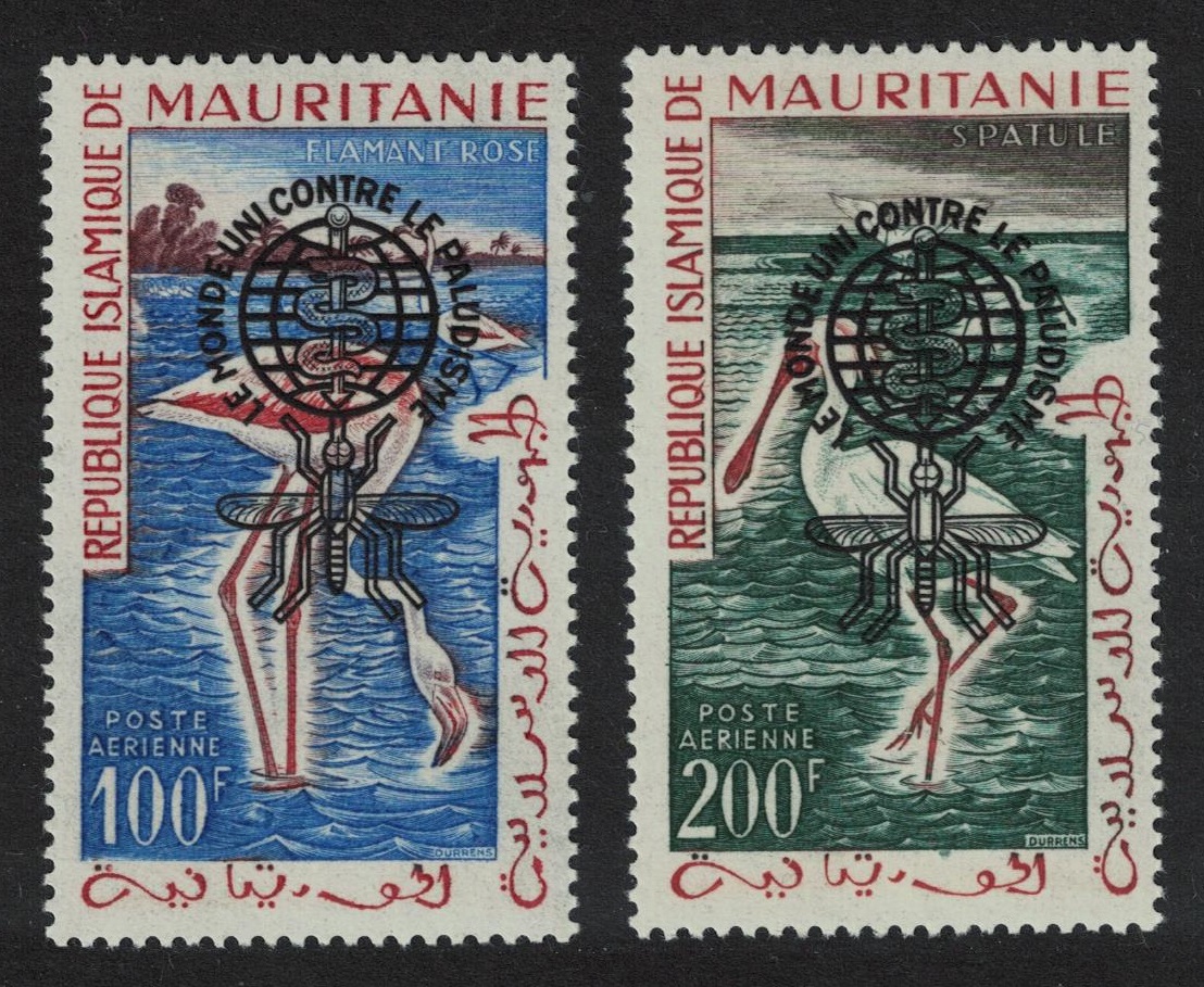 Mauritania Flamingo Spoonbill Birds Ovpt Type 2 1962 MH MI#VII II - VIII II