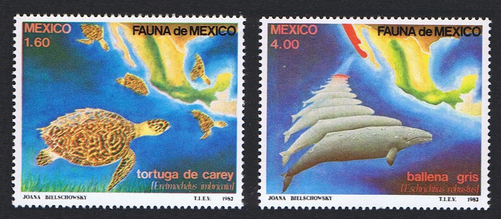 Mexico Whales Turtles Mexican Fauna 2v 1982 MNH SG#1638-1639 Sc#1281-1282