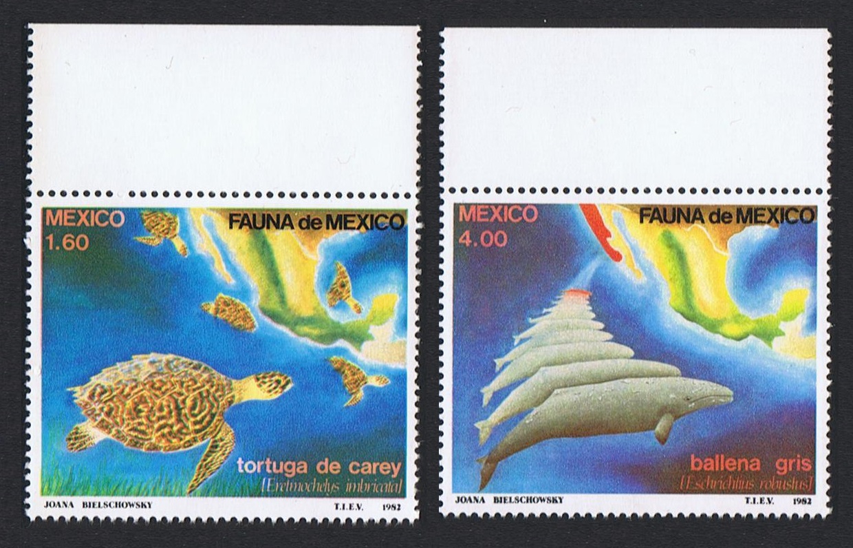 Mexico Whales Turtles Mexican Fauna 2v with Top Margins 1982 MNH SG#1638-1639 Sc#1281-1282