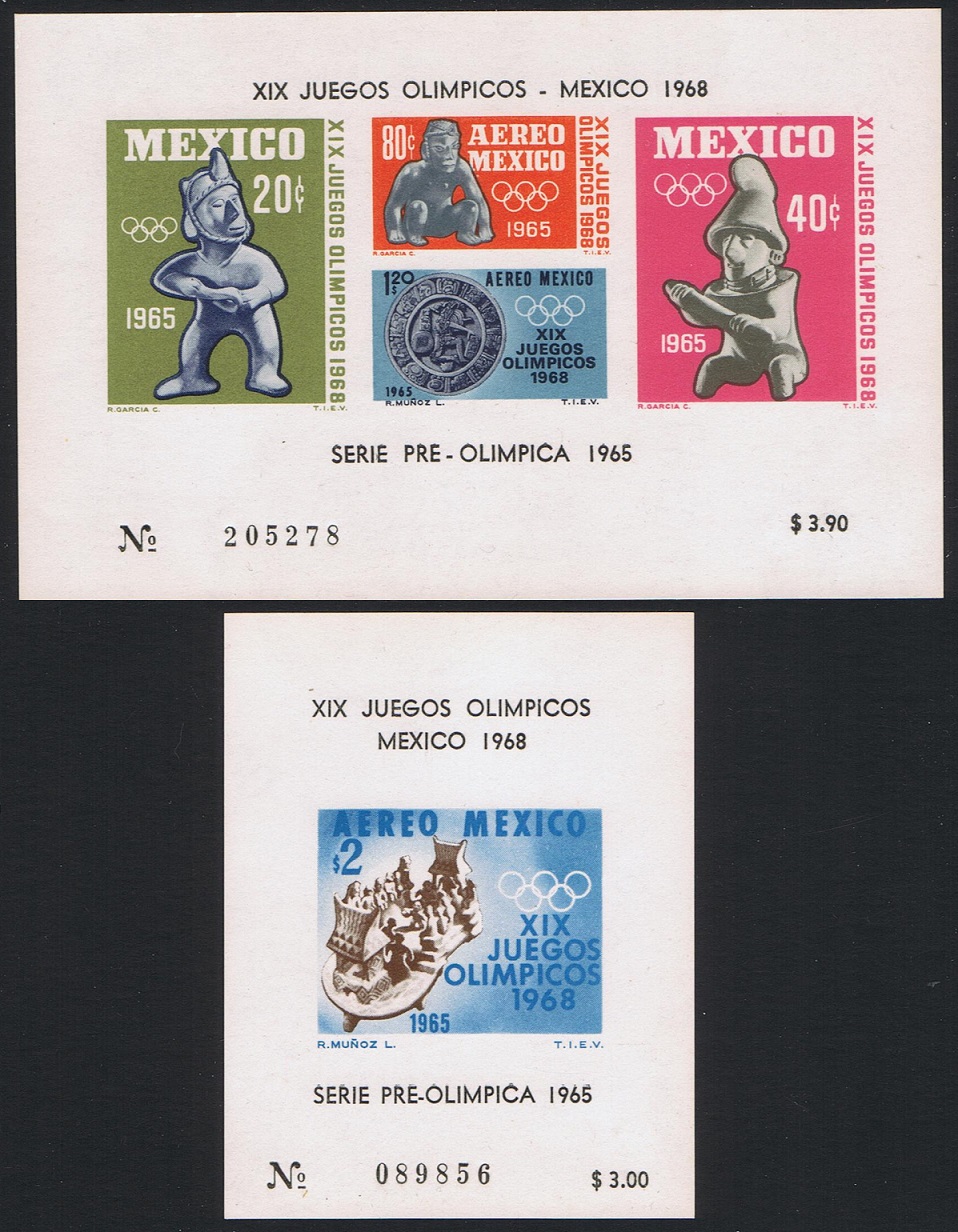 Mexico Olympic Games 1968 2 MSs 1965 MNH SG#1106-1107 MI#Block 3-4