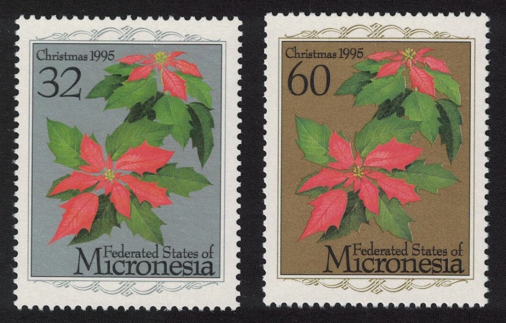 Micronesia Poinsettia Flowers Christmas 1995 MNH SG#449-450