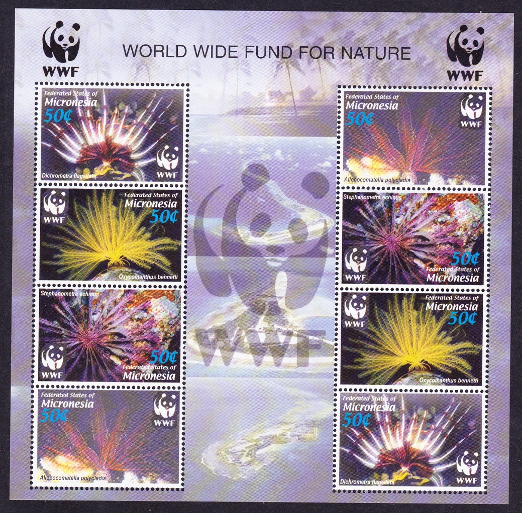 Micronesia WWF Feather Stars Sheetlet of 2 sets 2005 MNH SG#1347-1350 MI#1674-1677 Sc#659 a-d