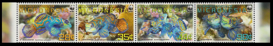 Micronesia WWF Mandarinfish Strip of 4v 2009 MNH MI#2052-2055 Sc#848a-d