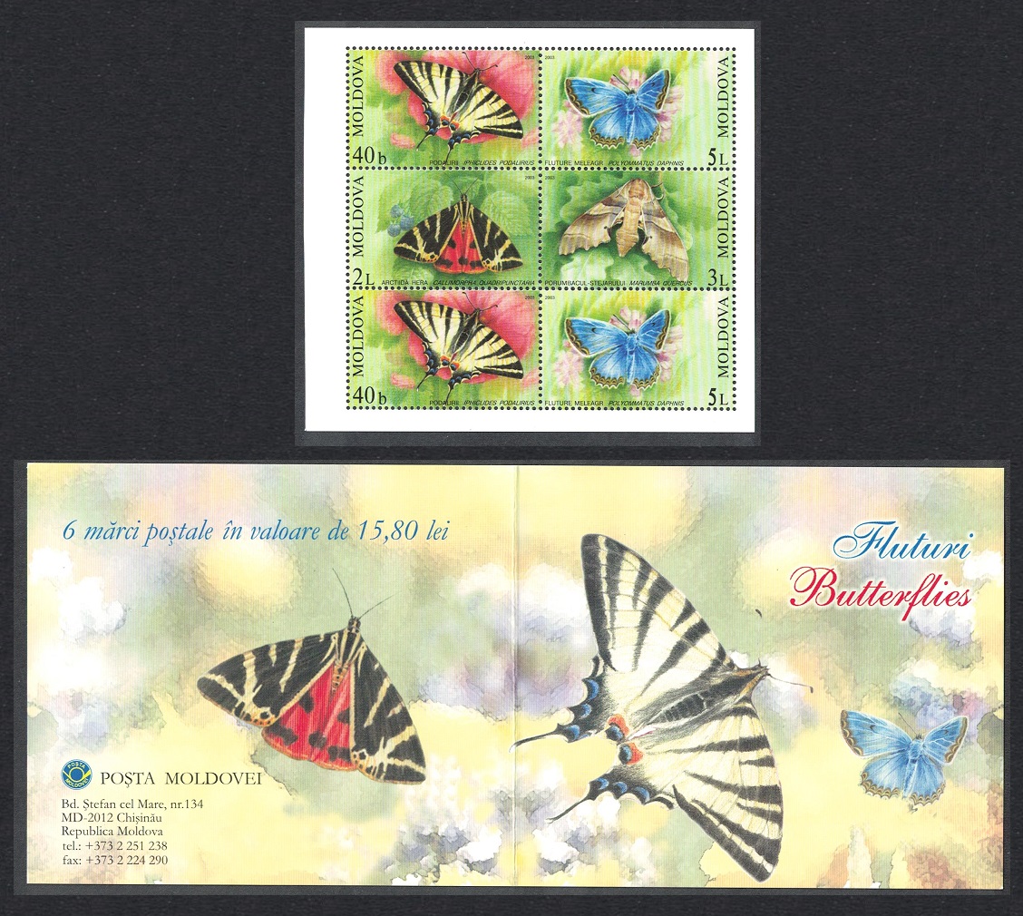 Moldova Butterflies and Moths 4v Booklet 2003 MNH SG#455-458 Sc#443b