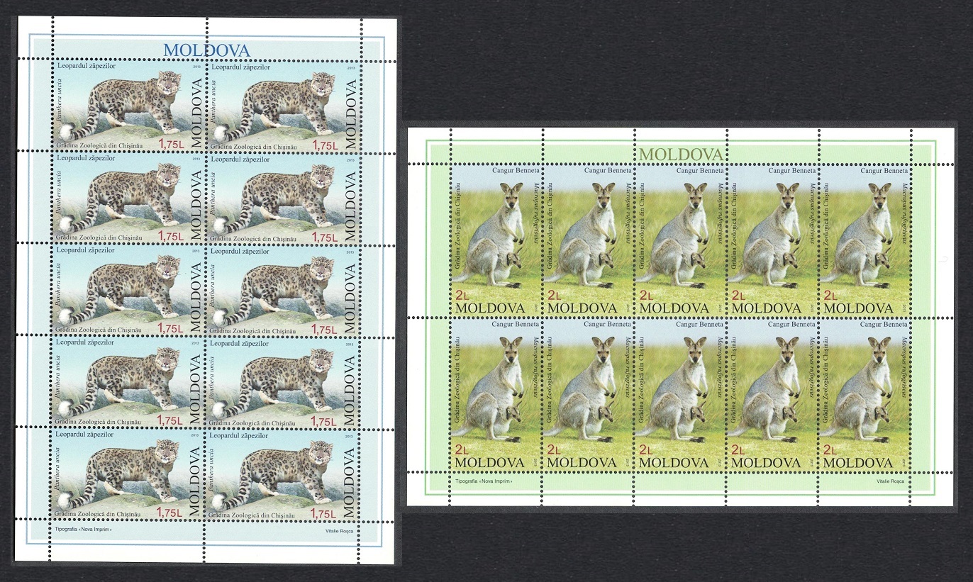 Moldova Snow Leopard Wallaby Chisinau Zoo 2v Sheetlets 2013 MNH SG#814-815