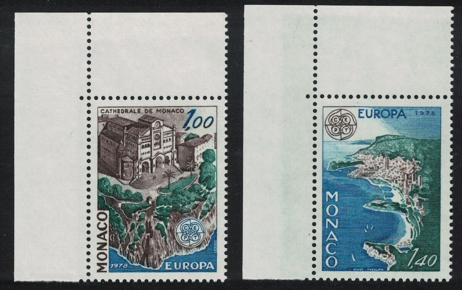 Monaco Europa Monaco Views 2v Corners 1978 MNH SG#1345-1346 Sc#1113-1114