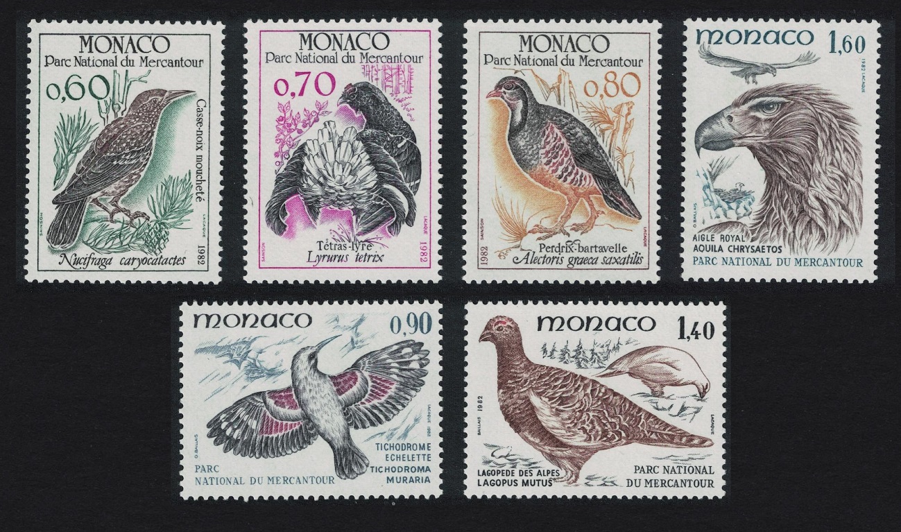 Monaco Nutcracker Grouse Partridge Eagle Birds 6v 1982 MNH SG#1559-1564 MI#1520-1526