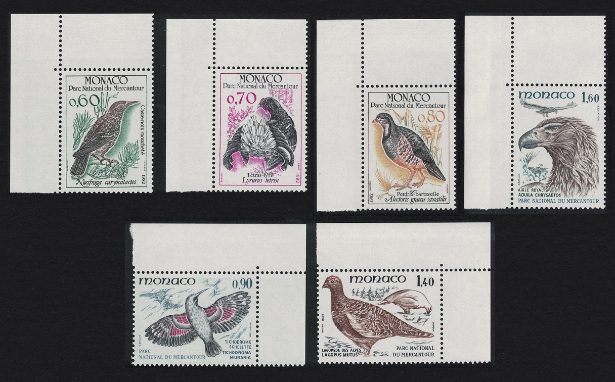 Monaco Nutcracker Grouse Partridge Eagle Birds 6v Corners 1982 MNH SG#1559-1564 MI#1520-1526