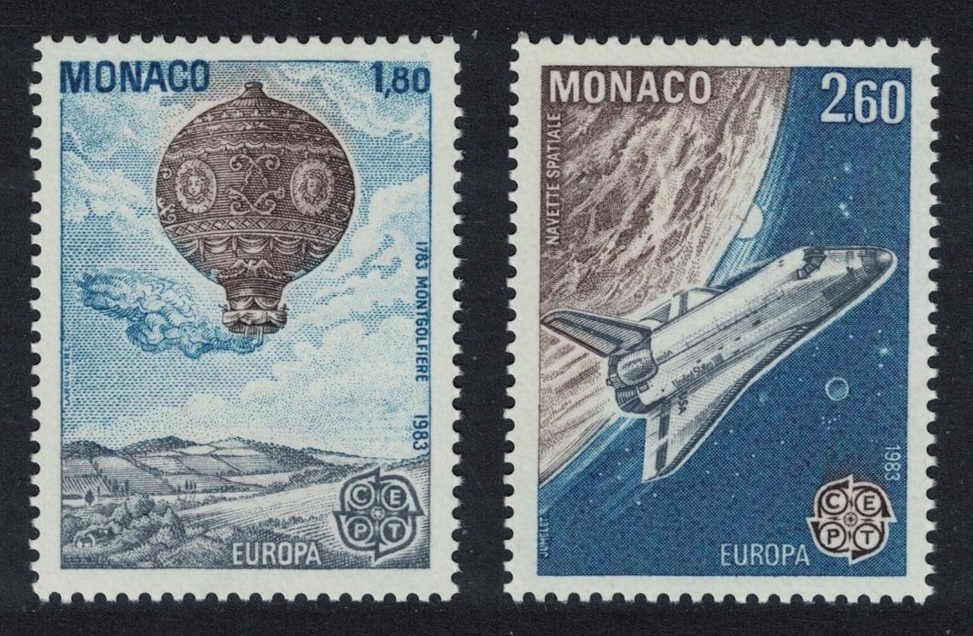 Monaco Montgolfier Balloon Space shuttle Europa 2v 1983 MNH SG#1613-1614